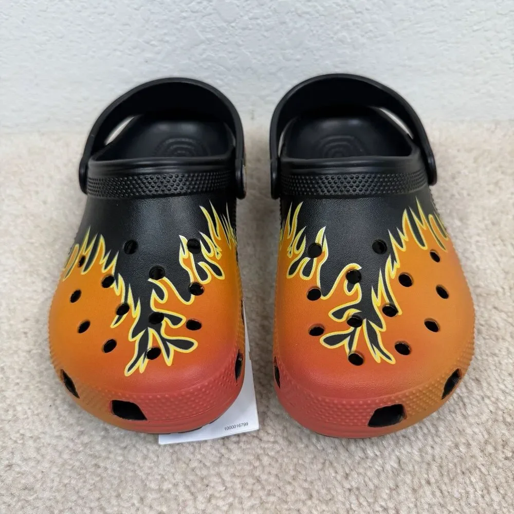 NWT Crocs Classic Flames Clog Retro Hot Rod Youth Size J3 Kids 210993-0C4 - Picture 2 of 6